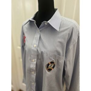 Get Lucky USA Nautical Pinstripe Shirt Mens XL Blue Excellent Vintage 80s Anchor